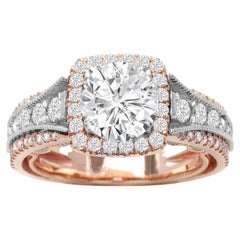 Two-Tone Engagement Ring in 14K White/Rose Gold 1.95 Ctw