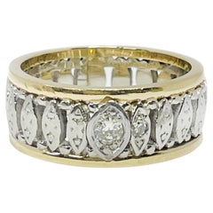 Retro Two Tone Fancy Diamond Wedding Band