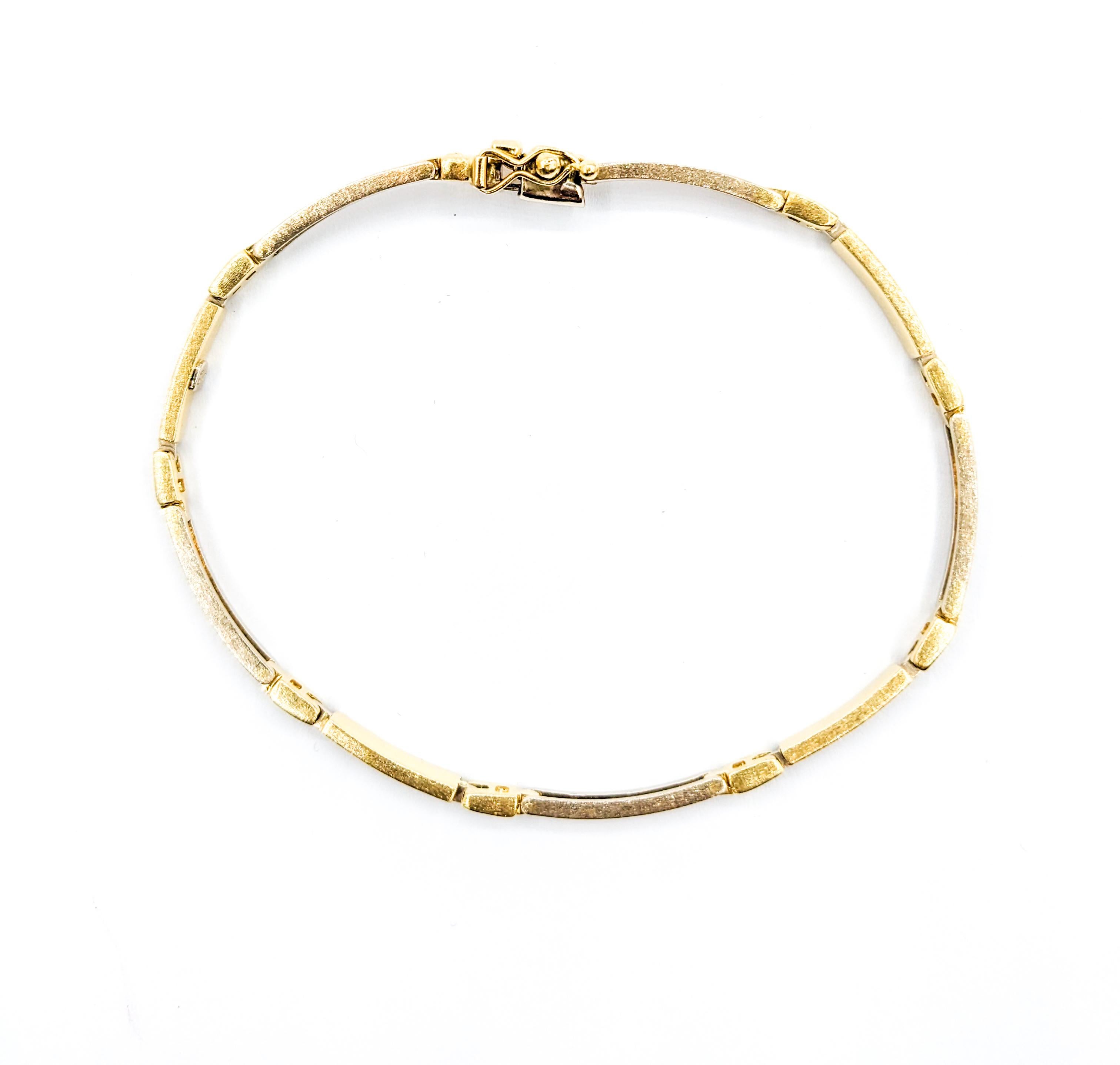 Women's Two Tone Fancy Link Bracelet in 14k Gold For Sale