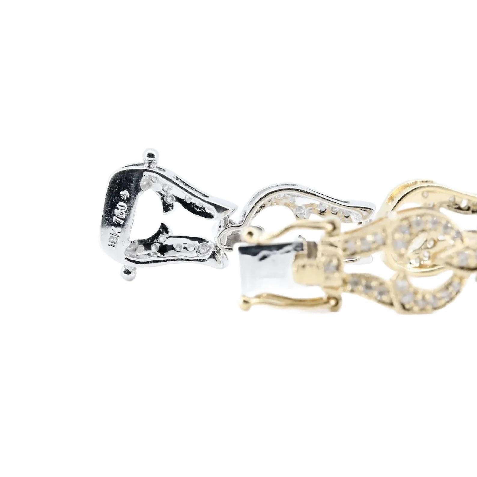 Bracelet en or 18K avec diamants pavés incolores et jaunes fantaisie Bon état - En vente à Boston, MA