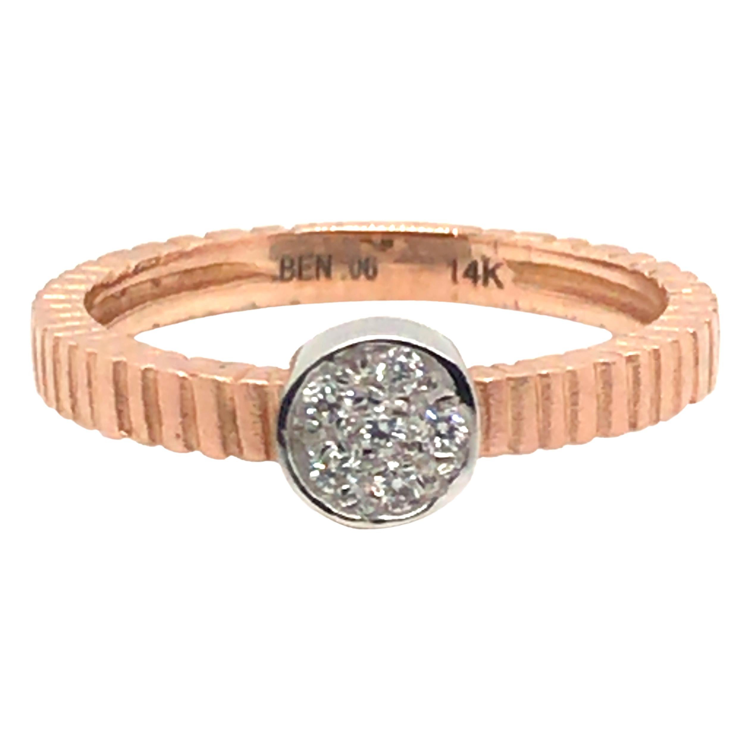 Two-Tone Fashion Diamond Ring with 14 Karat Rose Gold and White Gold For Sale