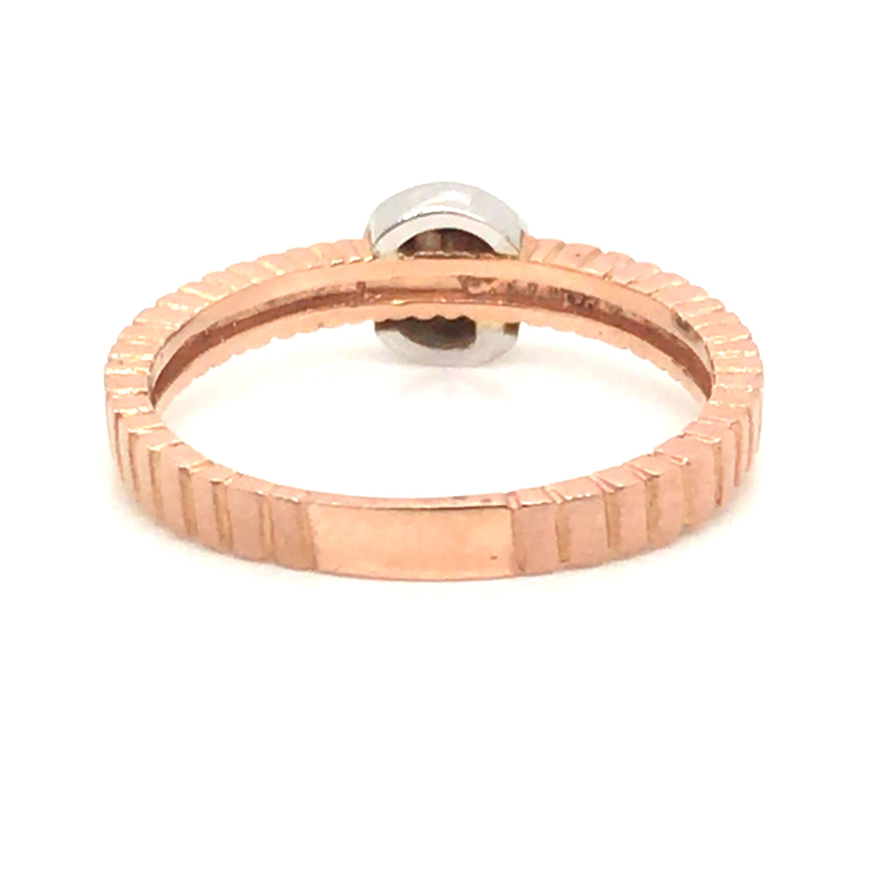 Round Cut Two-Tone Fashion Diamond Ring with 14 Karat Rose Gold and White Gold For Sale