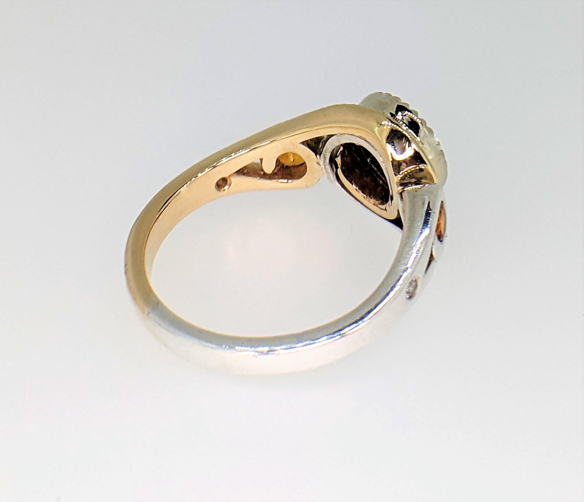 Contemporary Two-Tone Garnet, Citrine & Diamond Ring in 14k and Platinum Silver For Sale