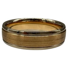 Zweifarbiger Herren-Bandring aus 14-karätigem Gold, Größe 10, 6 mm, aus einem Nachlass
