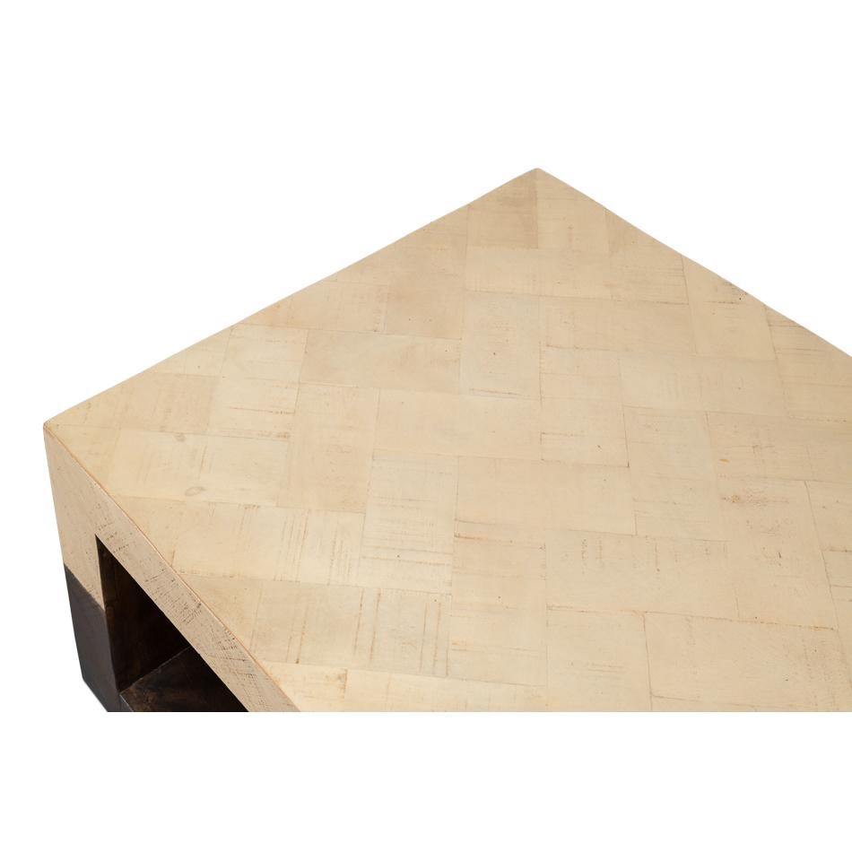Contemporary Two-Tone Geometric Coffee Table For Sale