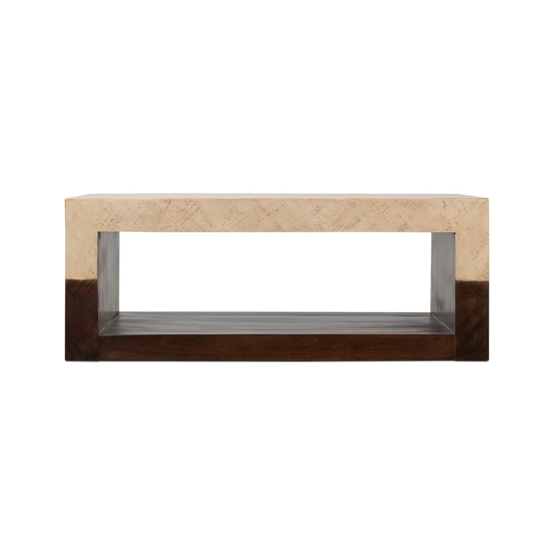 Wood Two-Tone Geometric Coffee Table For Sale