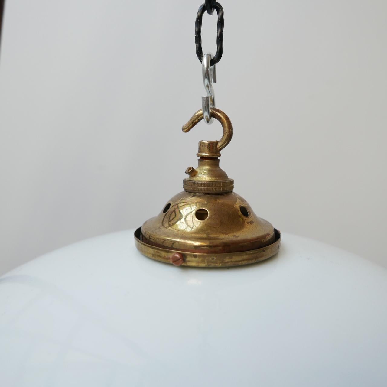 Two Tone German Opaline and Etched Glass Pendant Light In Good Condition In London, GB