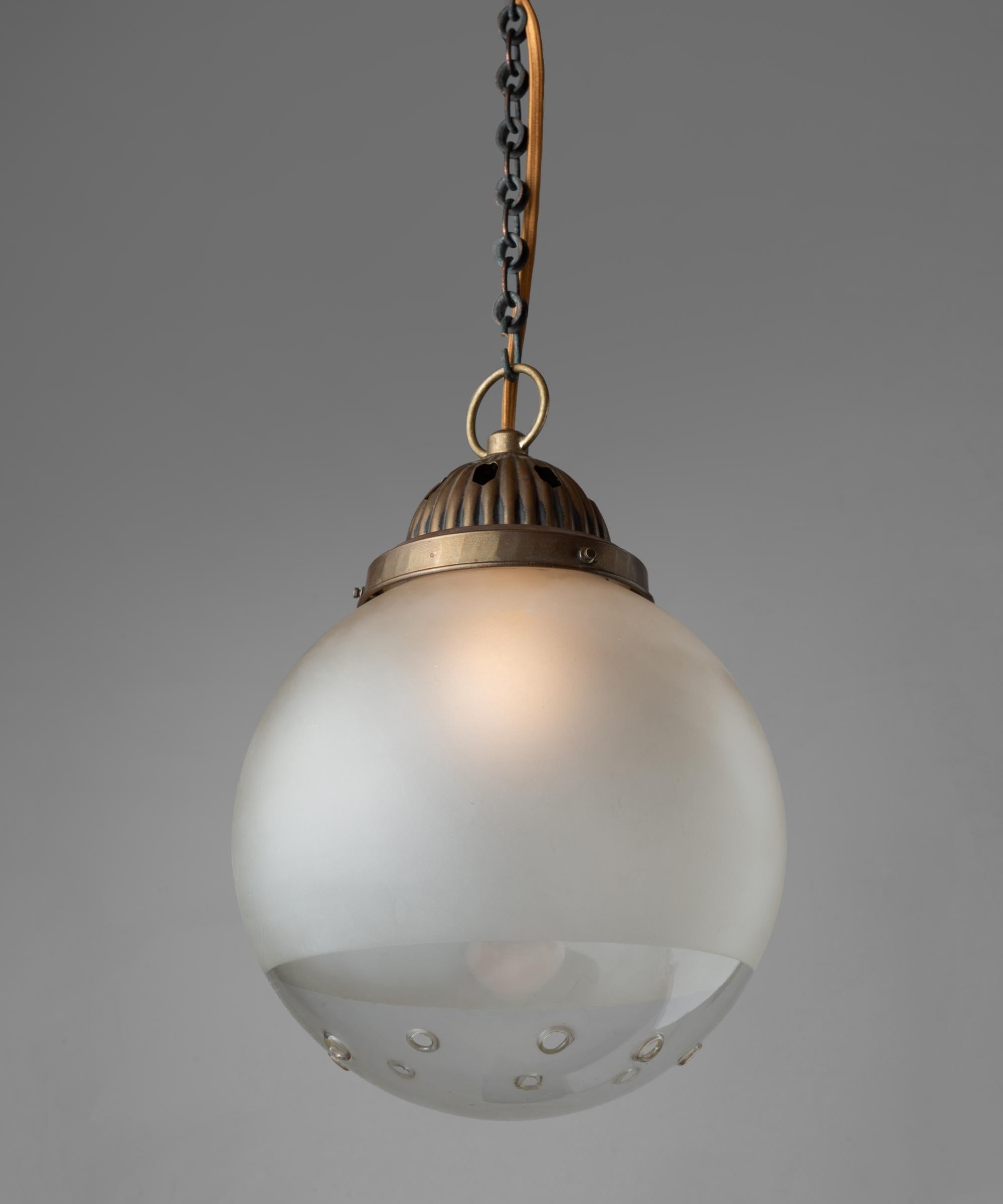 Two-Tone Globe Pendant, Germany, circa 1930 In Good Condition In Culver City, CA