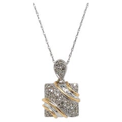 Vintage Two Tone Gold 0.50 Carat Diamond Square Pendant Necklace