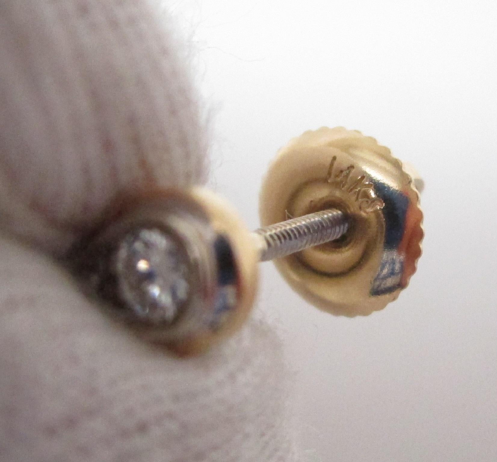 Two-Tone Gold 1950s Retro Diamond Dangle Earrings For Sale 5
