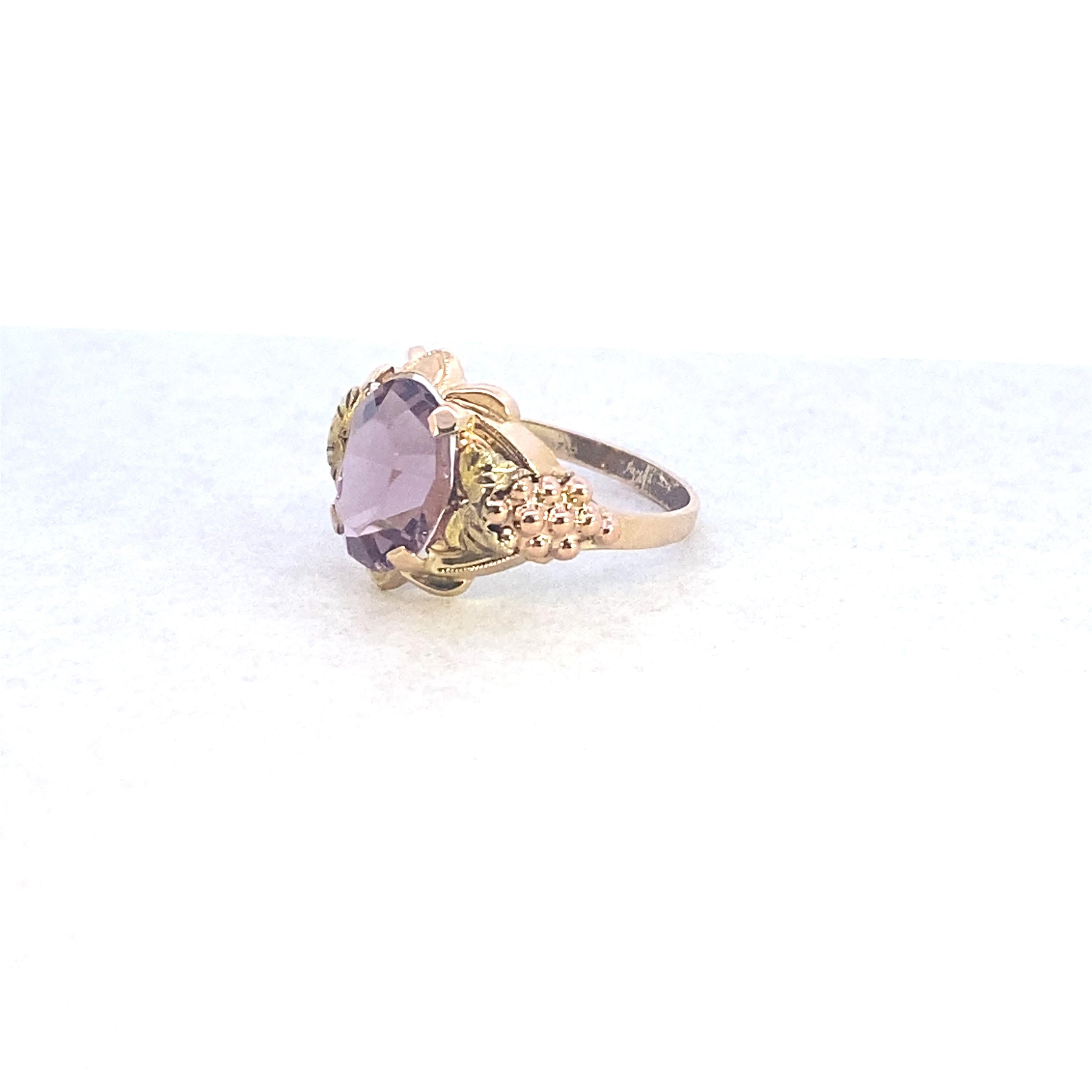 Women's or Men's Two Tone Gold Amethyst Ring For Sale