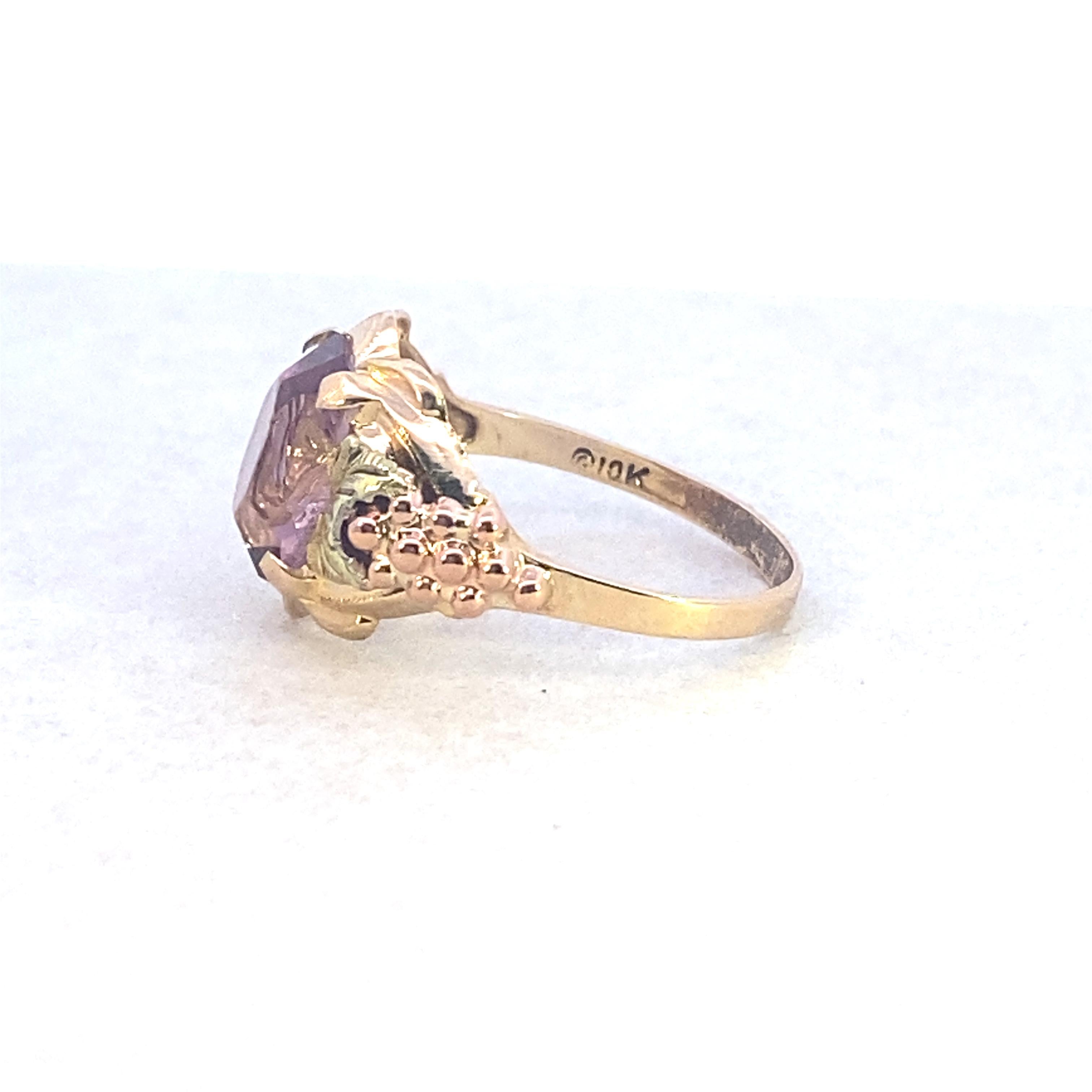 Two Tone Gold Amethyst Ring For Sale 1