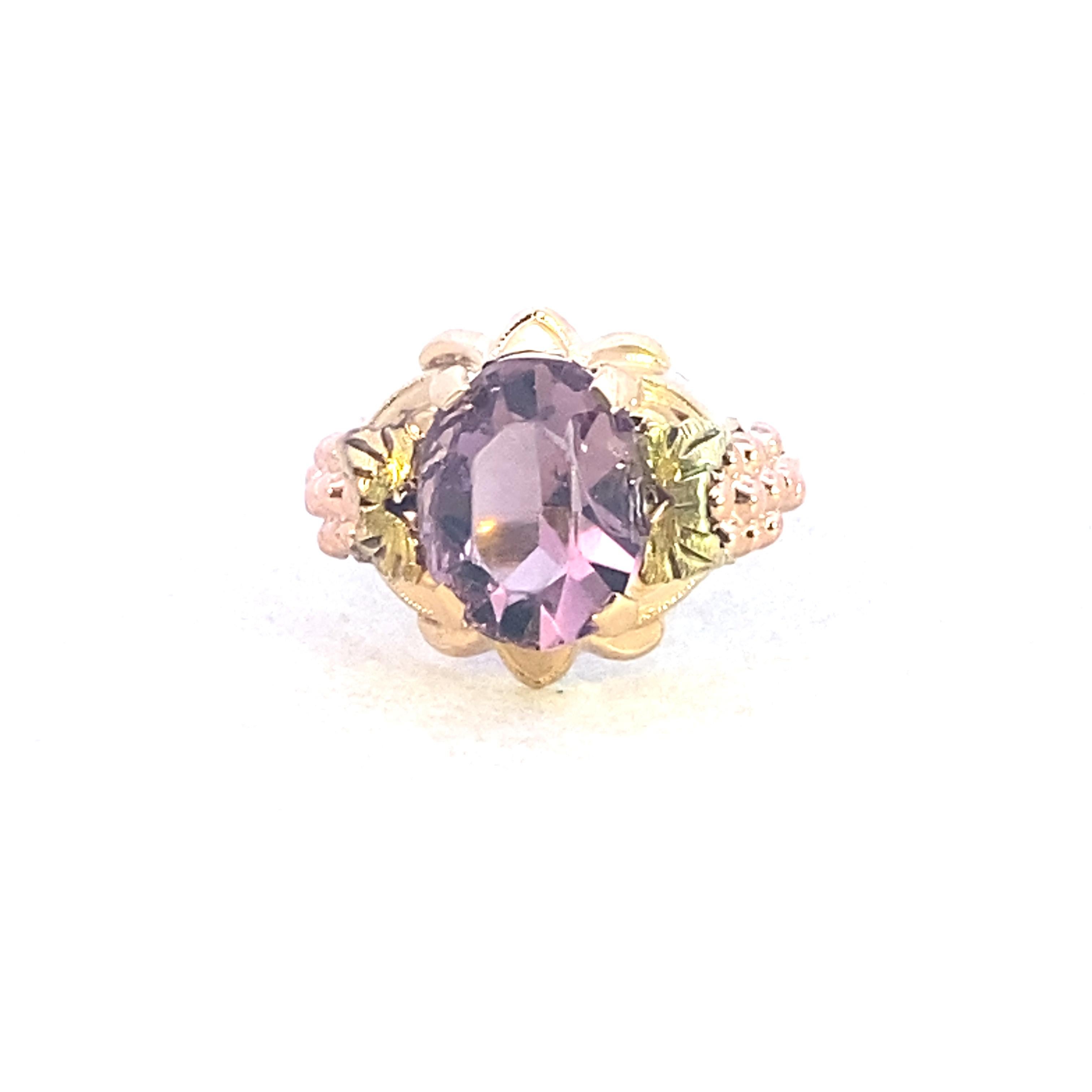 Two Tone Gold Amethyst Ring For Sale 2