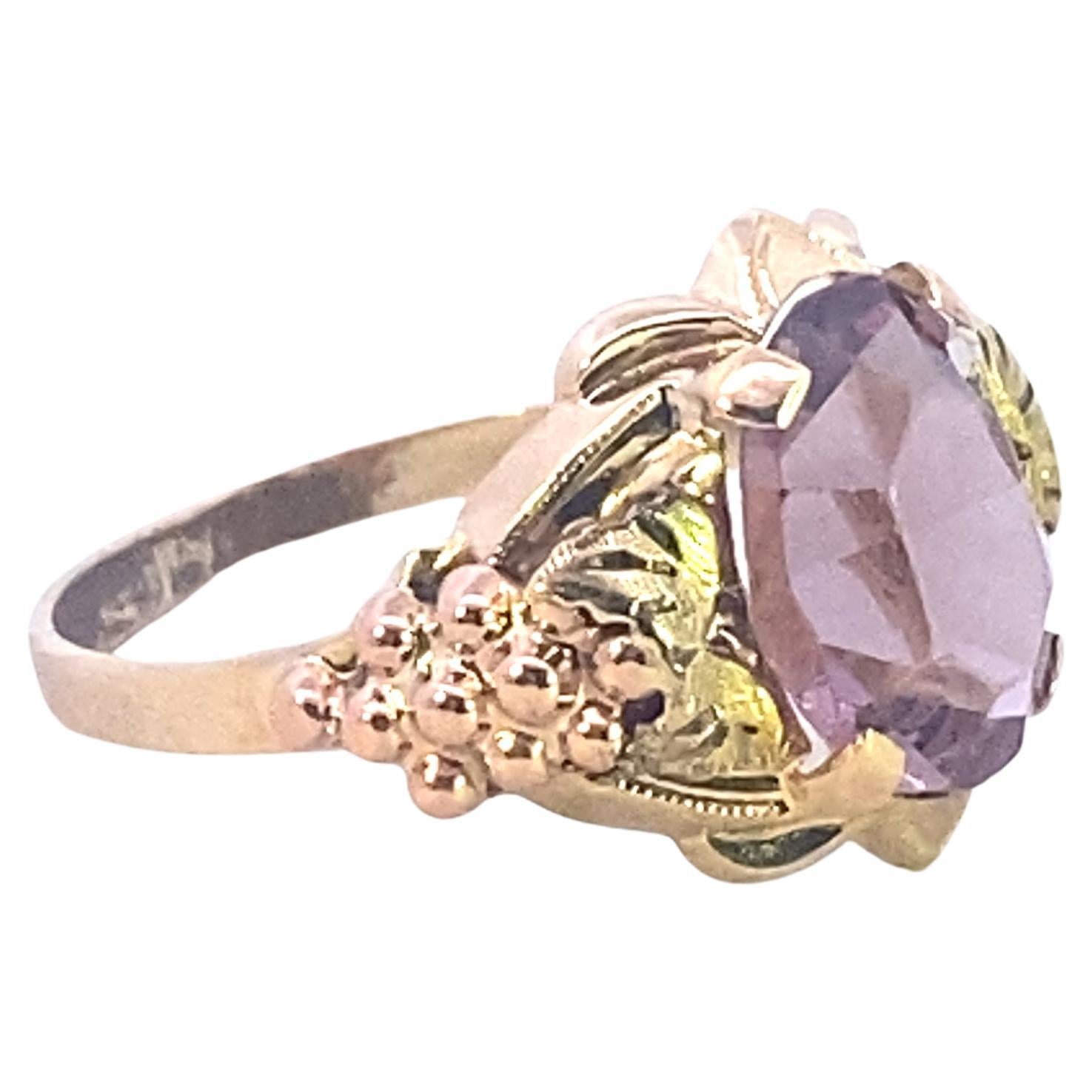 Two Tone Gold Amethyst Ring For Sale