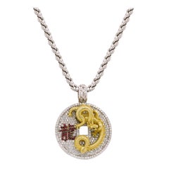 Pendentif dragon en or bicolore et diamant avec chaîne en diamant Collier Stambolian