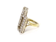 Two-Tone Gold and Diamond Interlocking Square Modern Ring