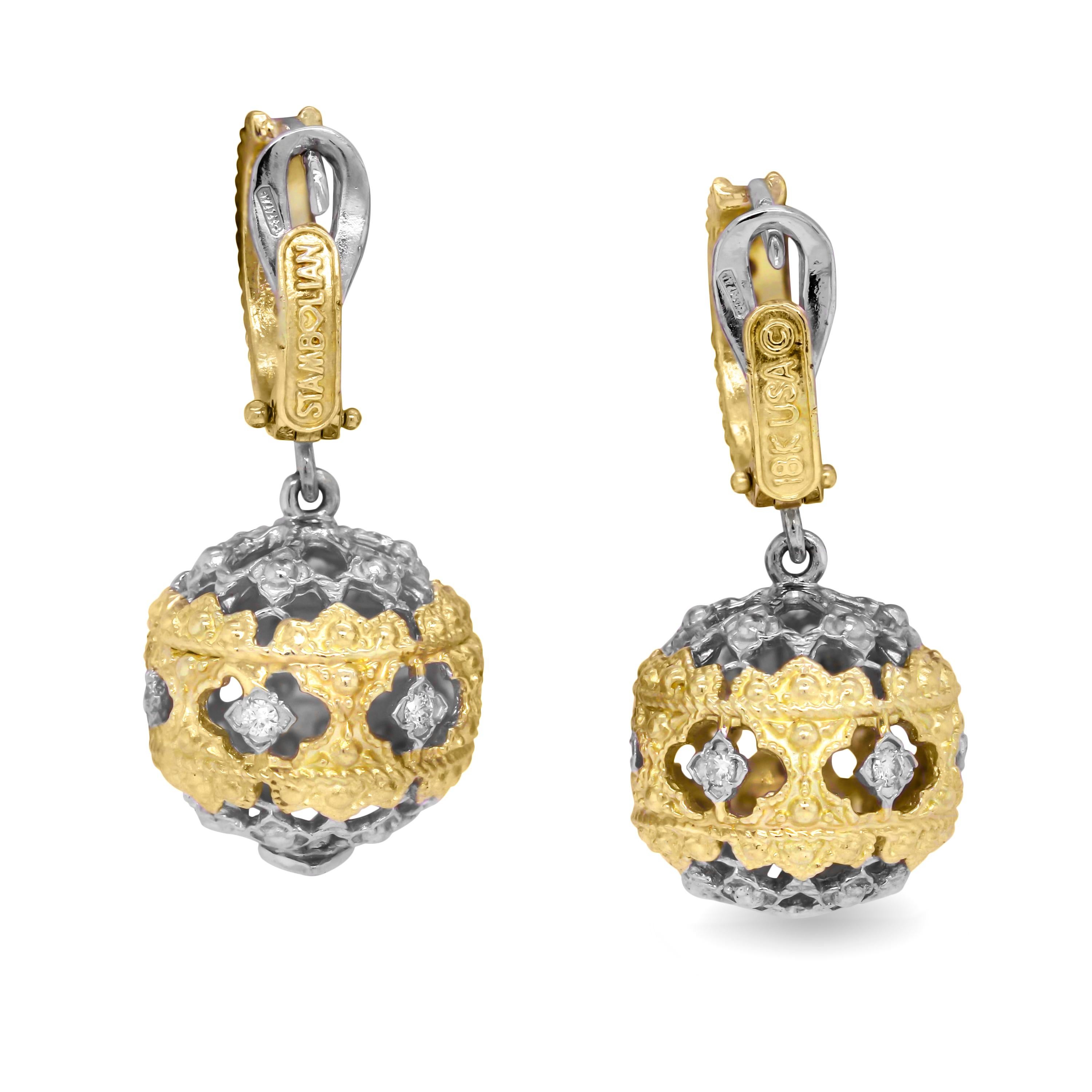 diamond drop ball earrings