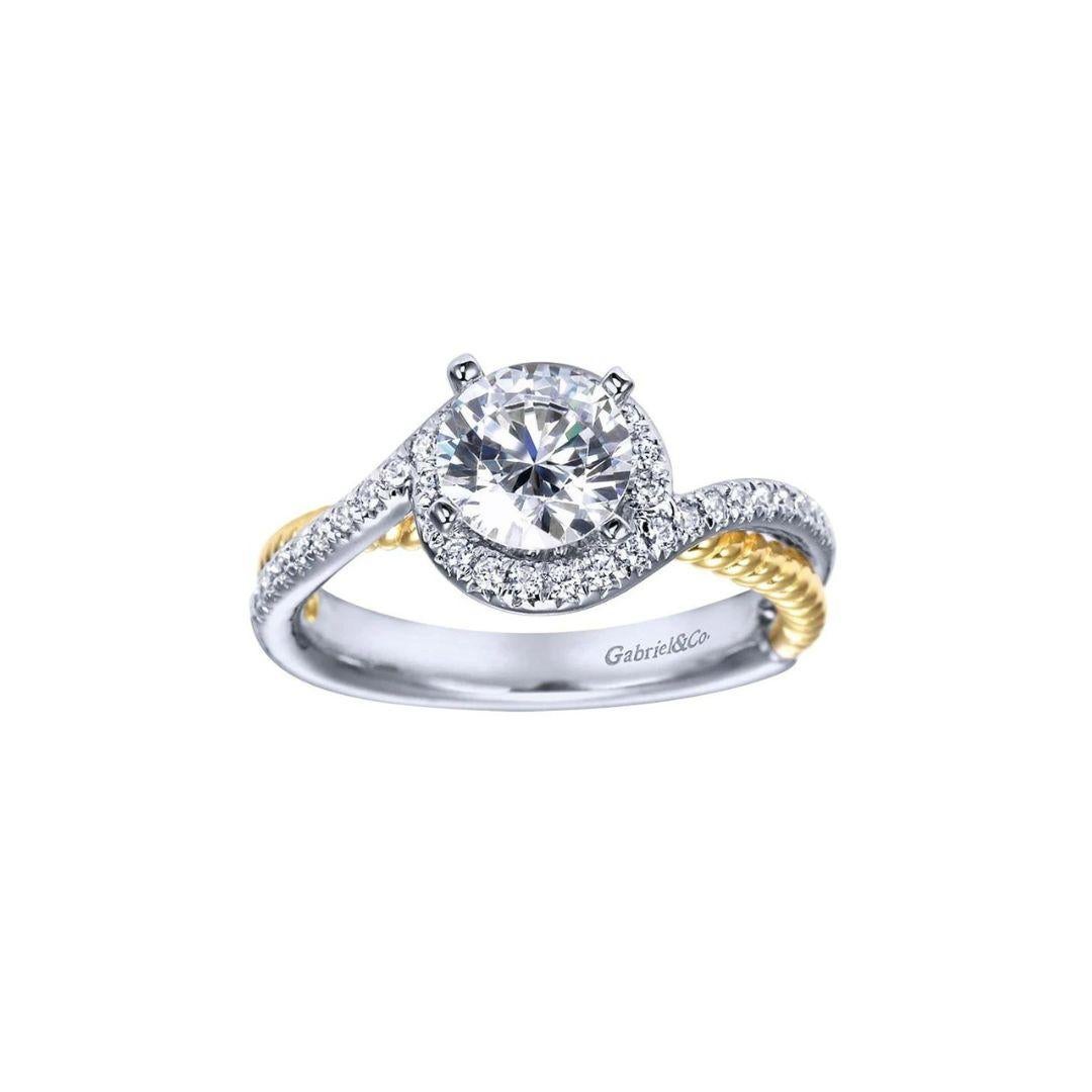 Two Tone Gold Bypass Design Diamond Engagement Mounting