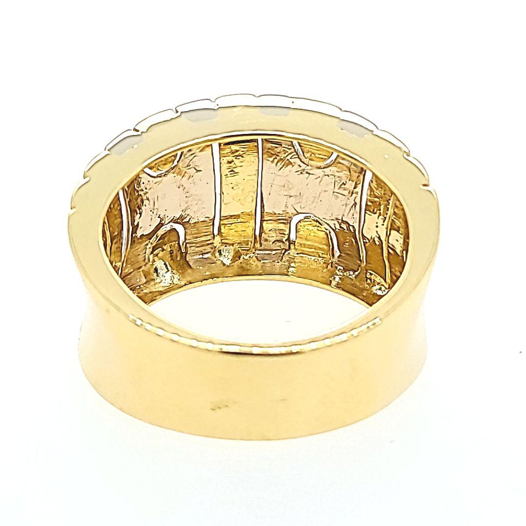 Women's or Men's Two Tone Gold Concave Band Ring For Sale