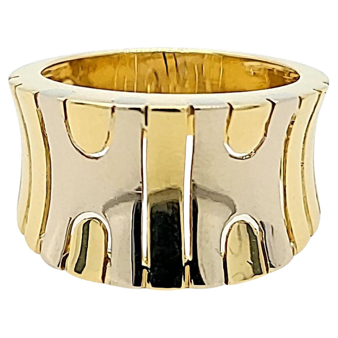 Two Tone Gold Concave Band Ring For Sale
