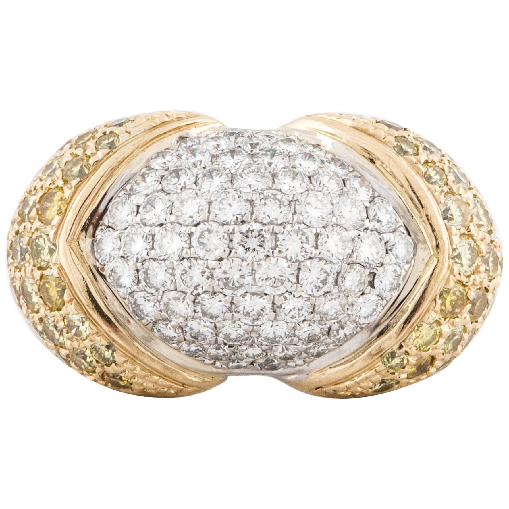 Pavé Diamond Dome Ring in Two-Tone Gold