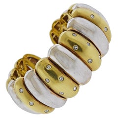 Vintage Two-Tone Gold Diamond Cuff Bracelet