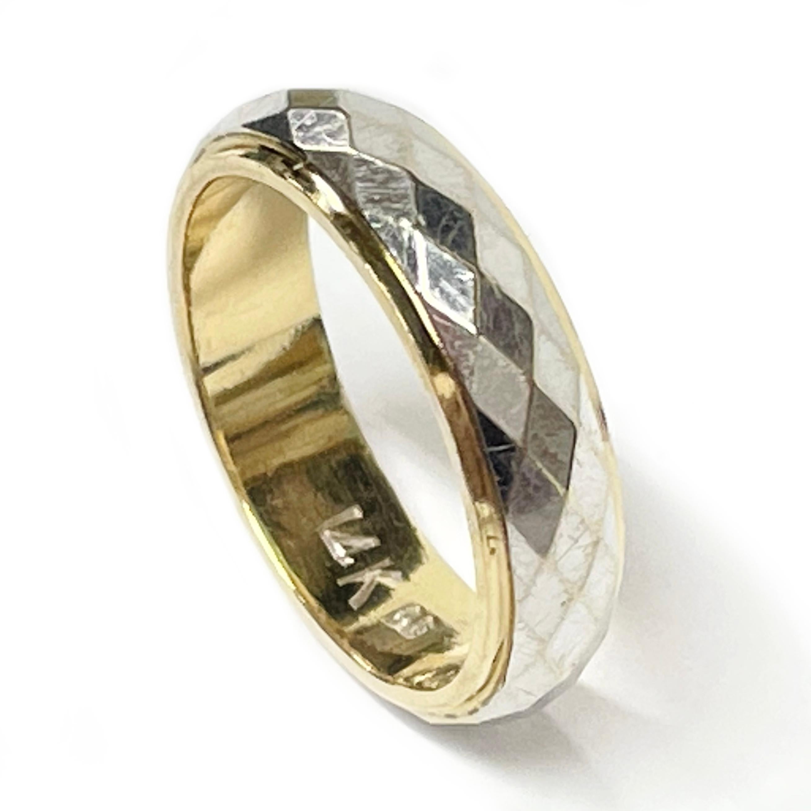Retro Two-Tone Gold Diamond Cut Band For Sale
