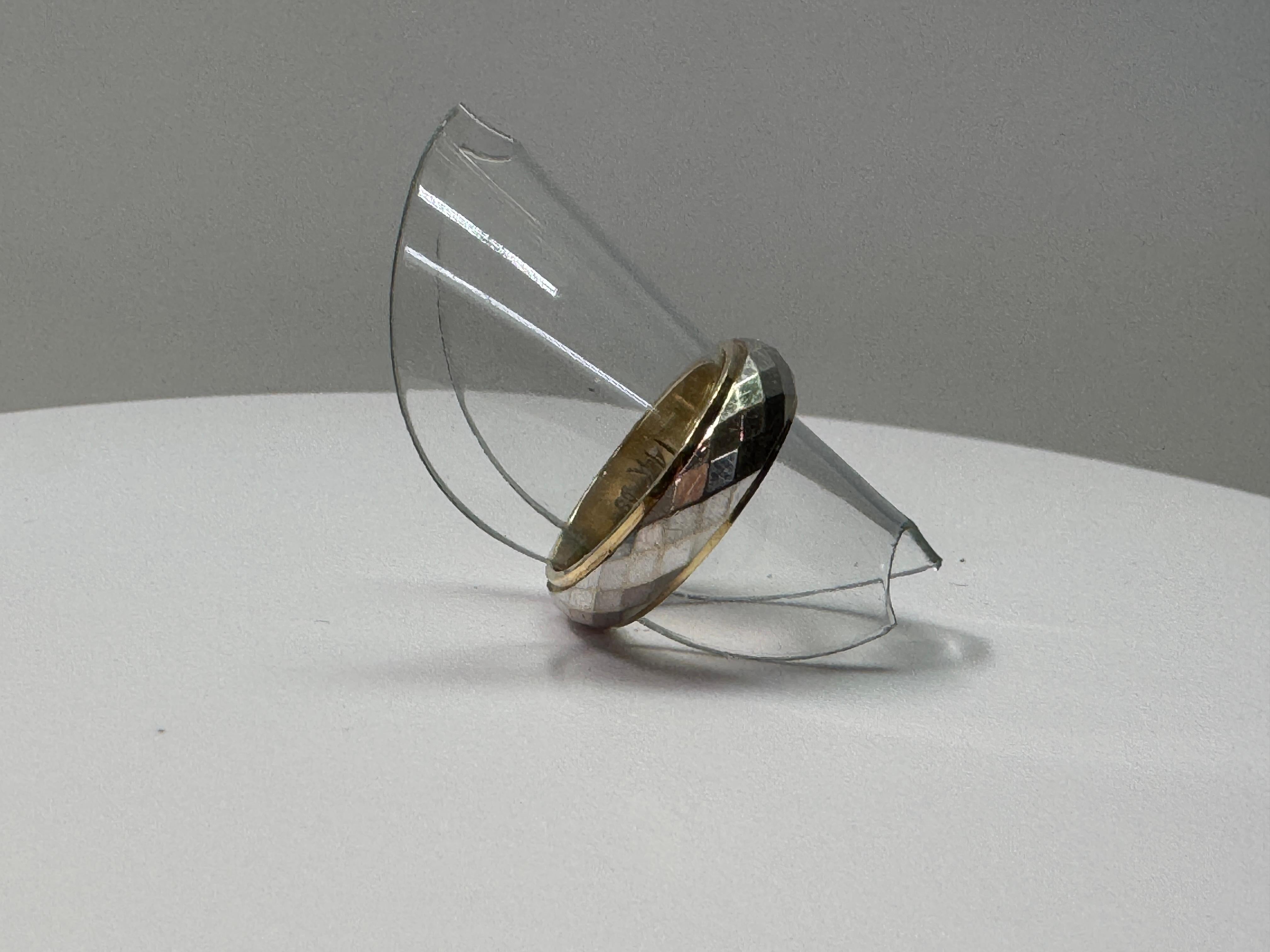 Two-Tone Gold Diamond Cut Band For Sale 1