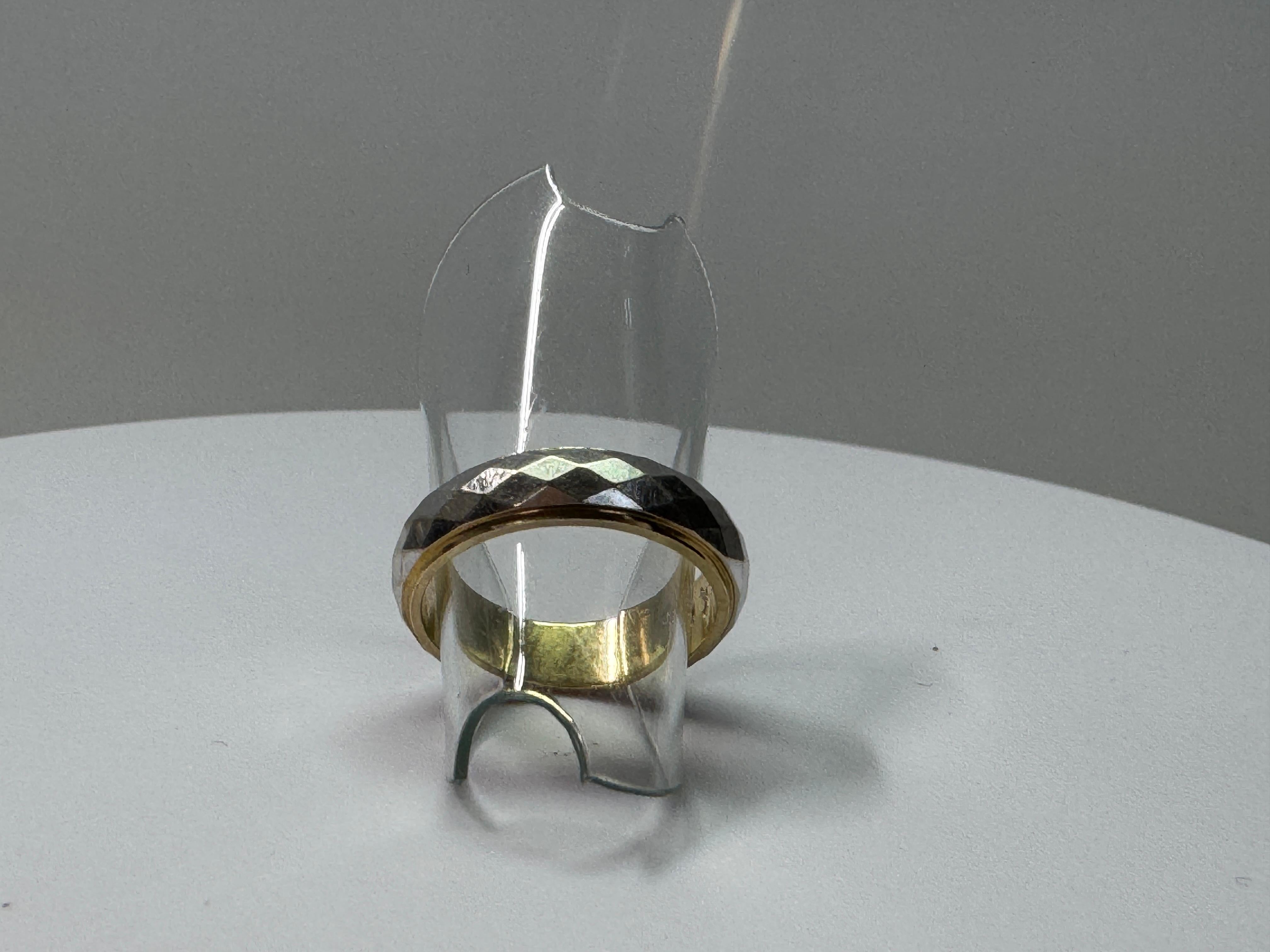 Two-Tone Gold Diamond Cut Band For Sale 2
