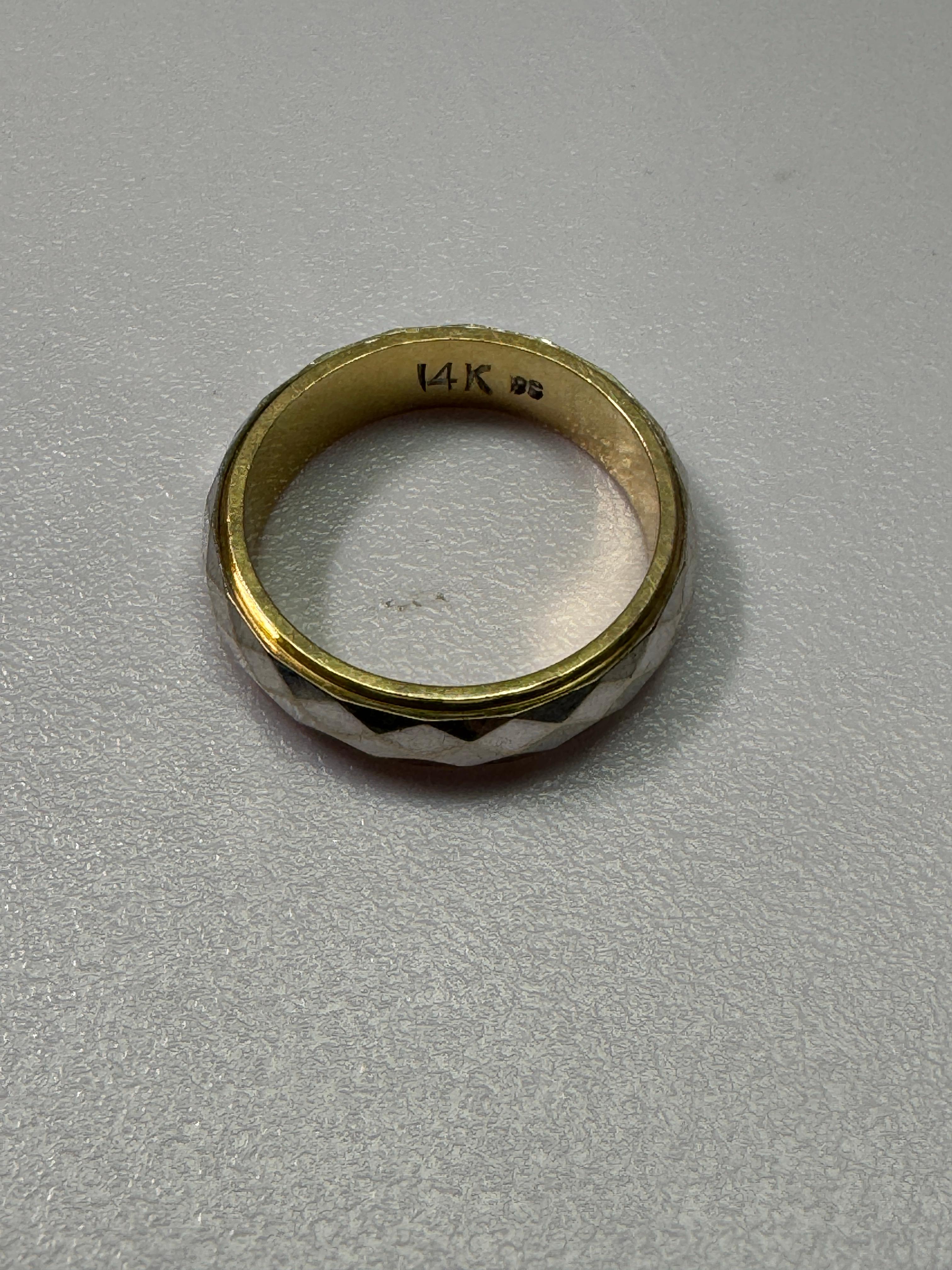 Two-Tone Gold Diamond Cut Band For Sale 3