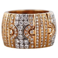Two Tone Gold Diamond Wide Band Ring