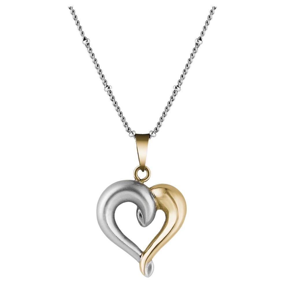 18k Two Tone Gold Infinity Link Chain and Large Open Diamond Heart