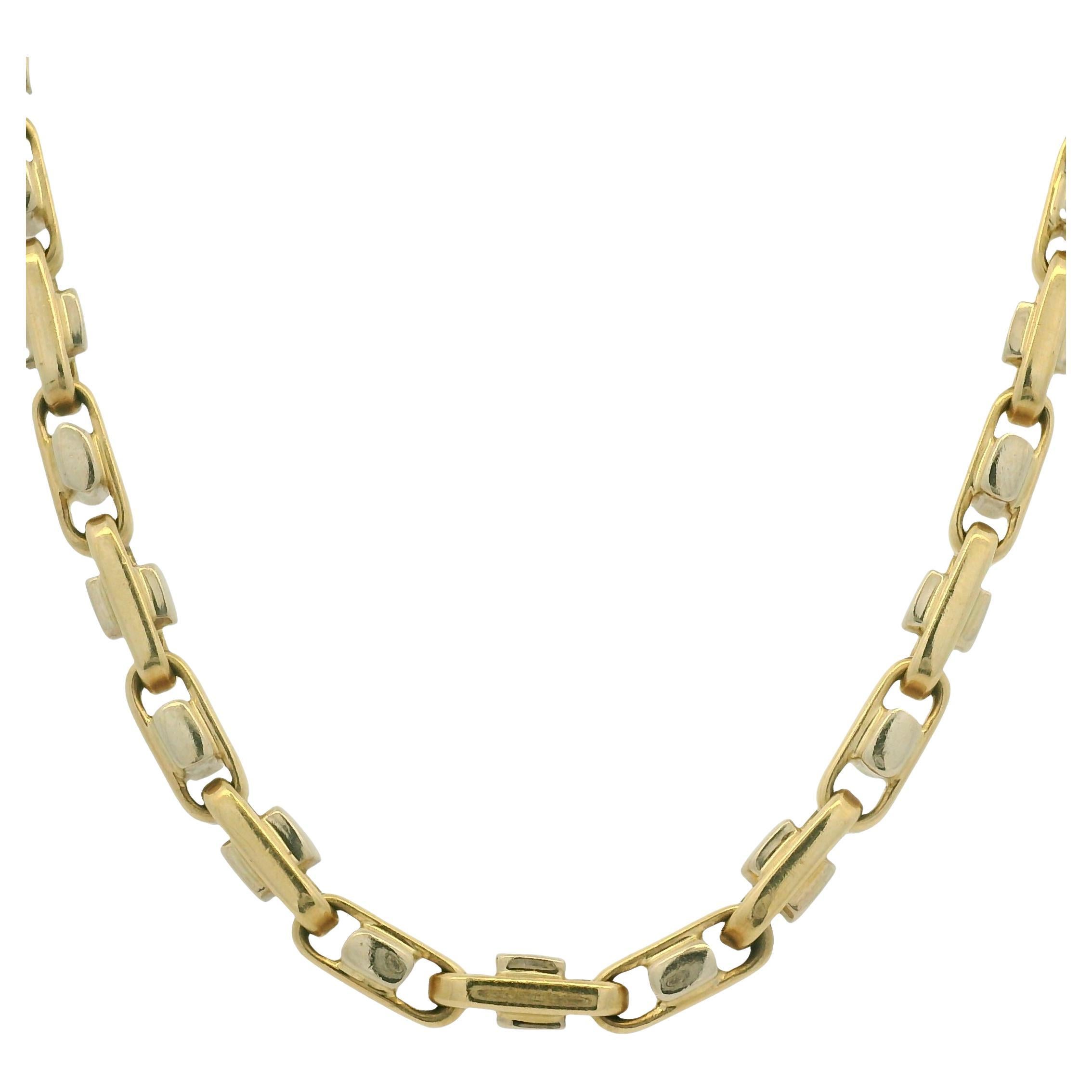 Two-Tone Gold Interlocking Link Chain 20" 14-Karat Necklace In Stock