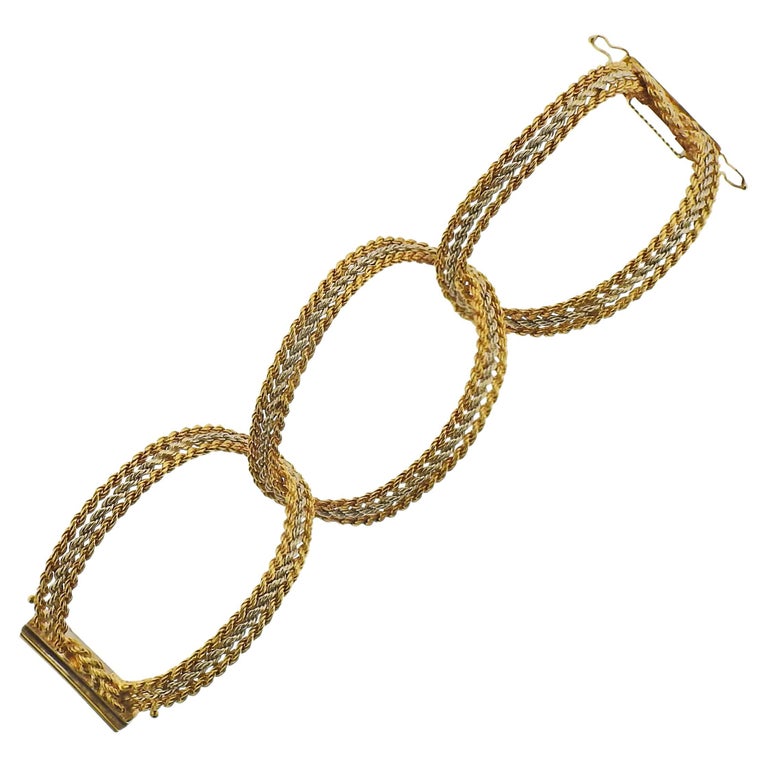 Two Tone Gold Large Link Bracelet For Sale at 1stDibs