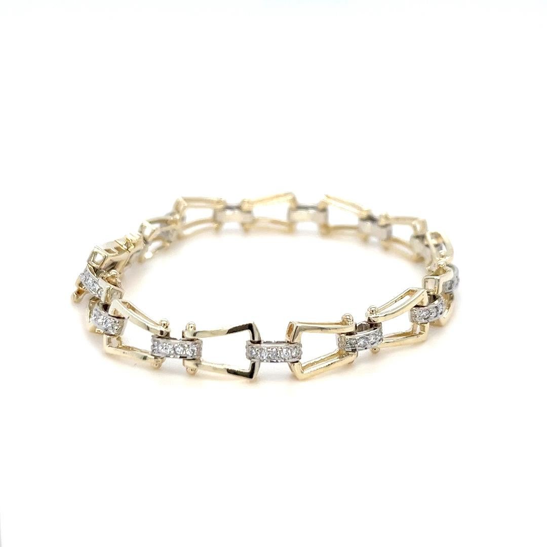 Bracelet à maillons en or deux tons et diamants Bon état - En vente à Coral Gables, FL
