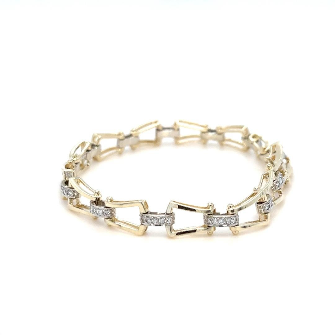 Bracelet à maillons en or deux tons et diamants Pour femmes en vente