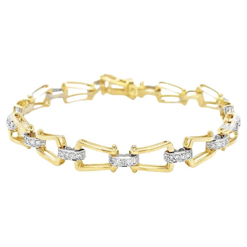 Two Tone Gold Link and Diamond Bracelet