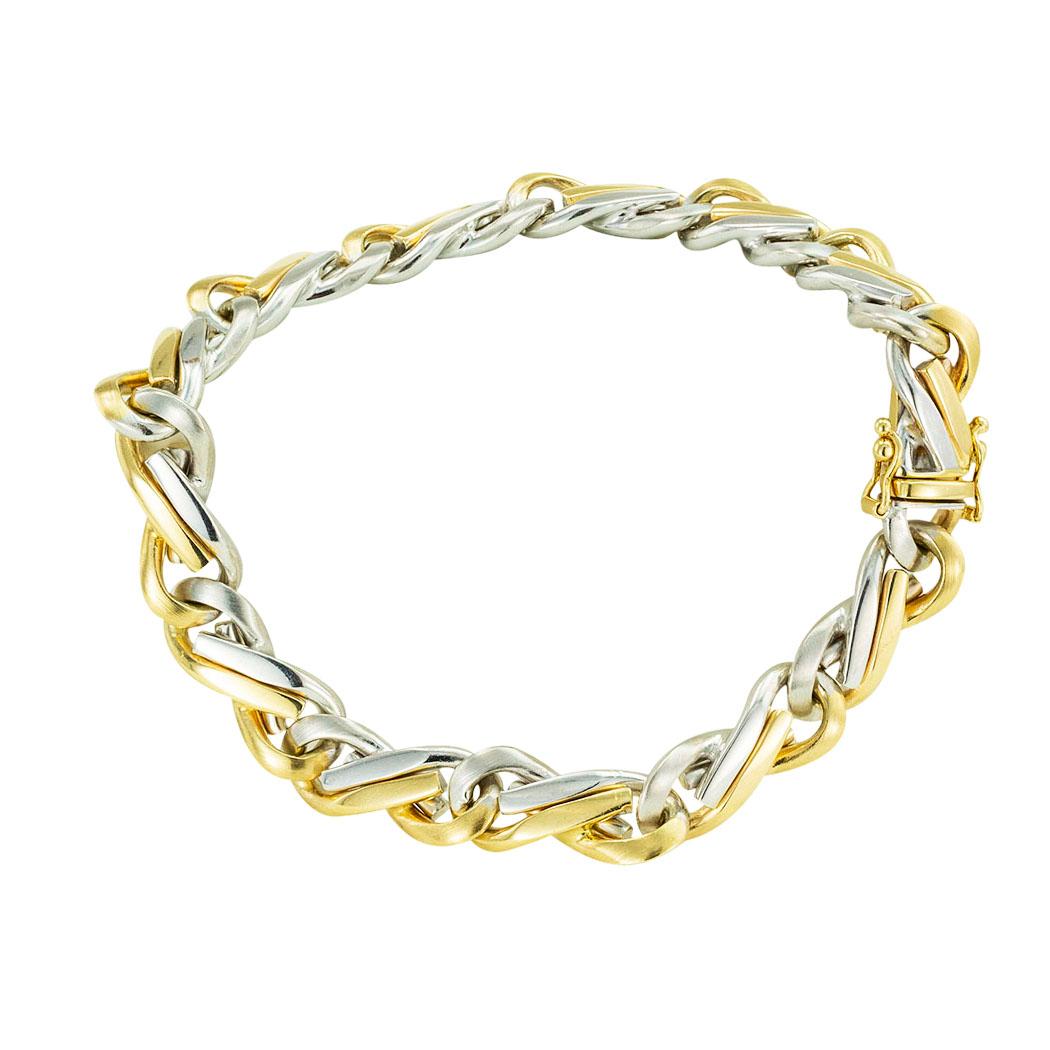Contemporary Two Tone Gold Link Bracelet