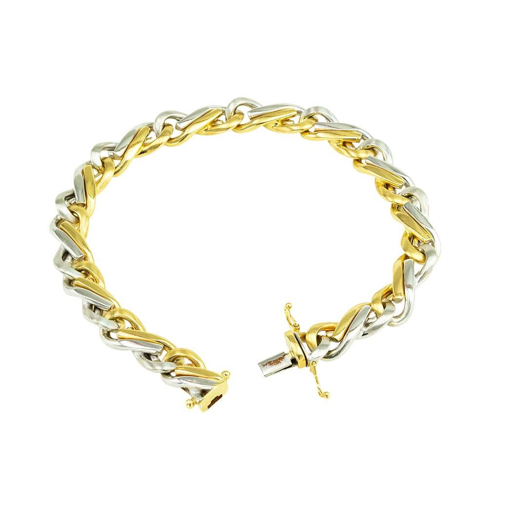 Women's or Men's Two Tone Gold Link Bracelet