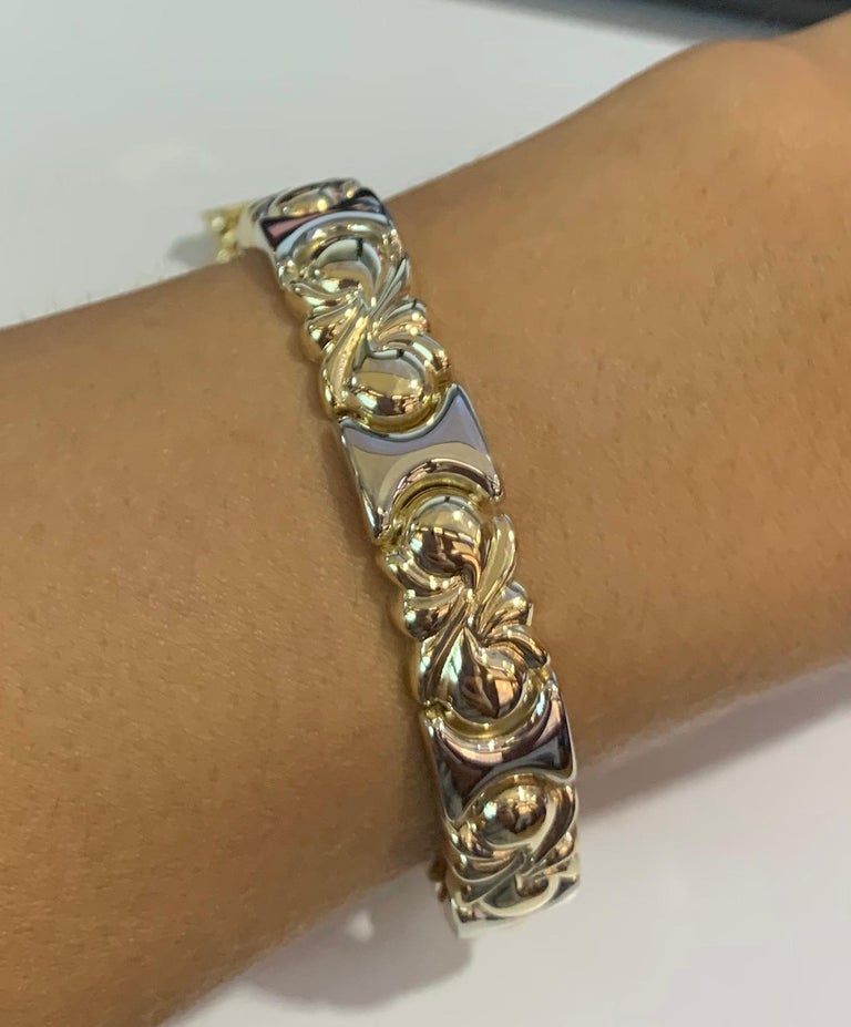 9kt Two Tone Silver Infused Double Link 20cm Bracelet (Gold) main image 1