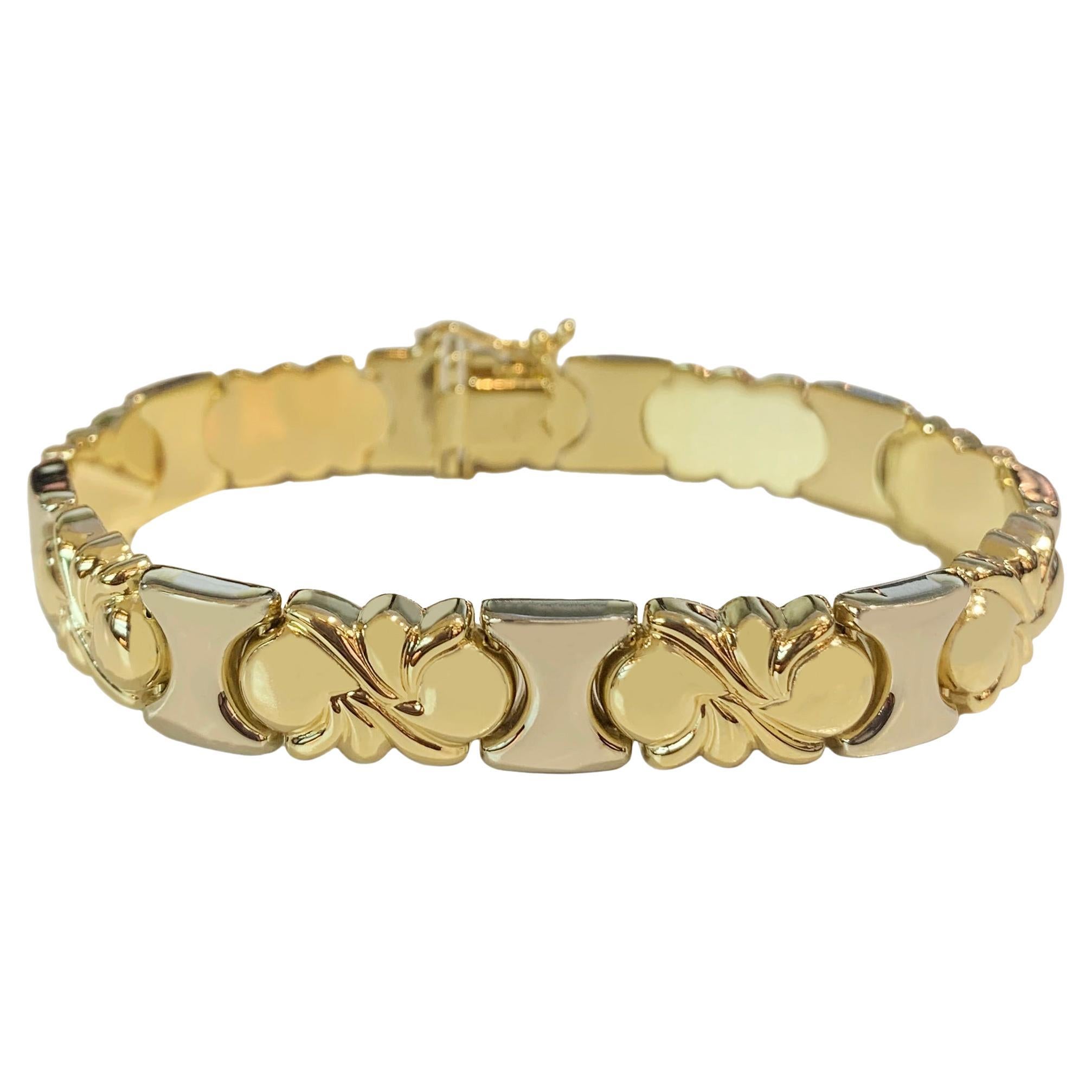 Two Tone Gold Link Bracelet For Sale