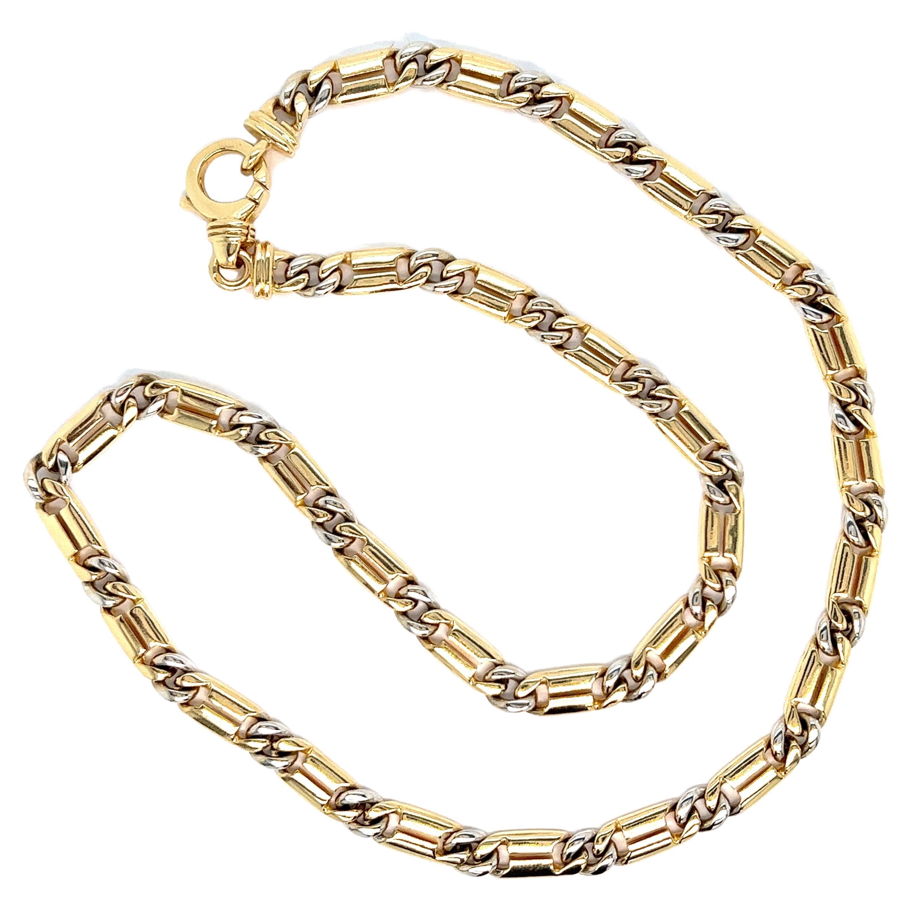 Two-Tone Gold Link Necklace For Sale