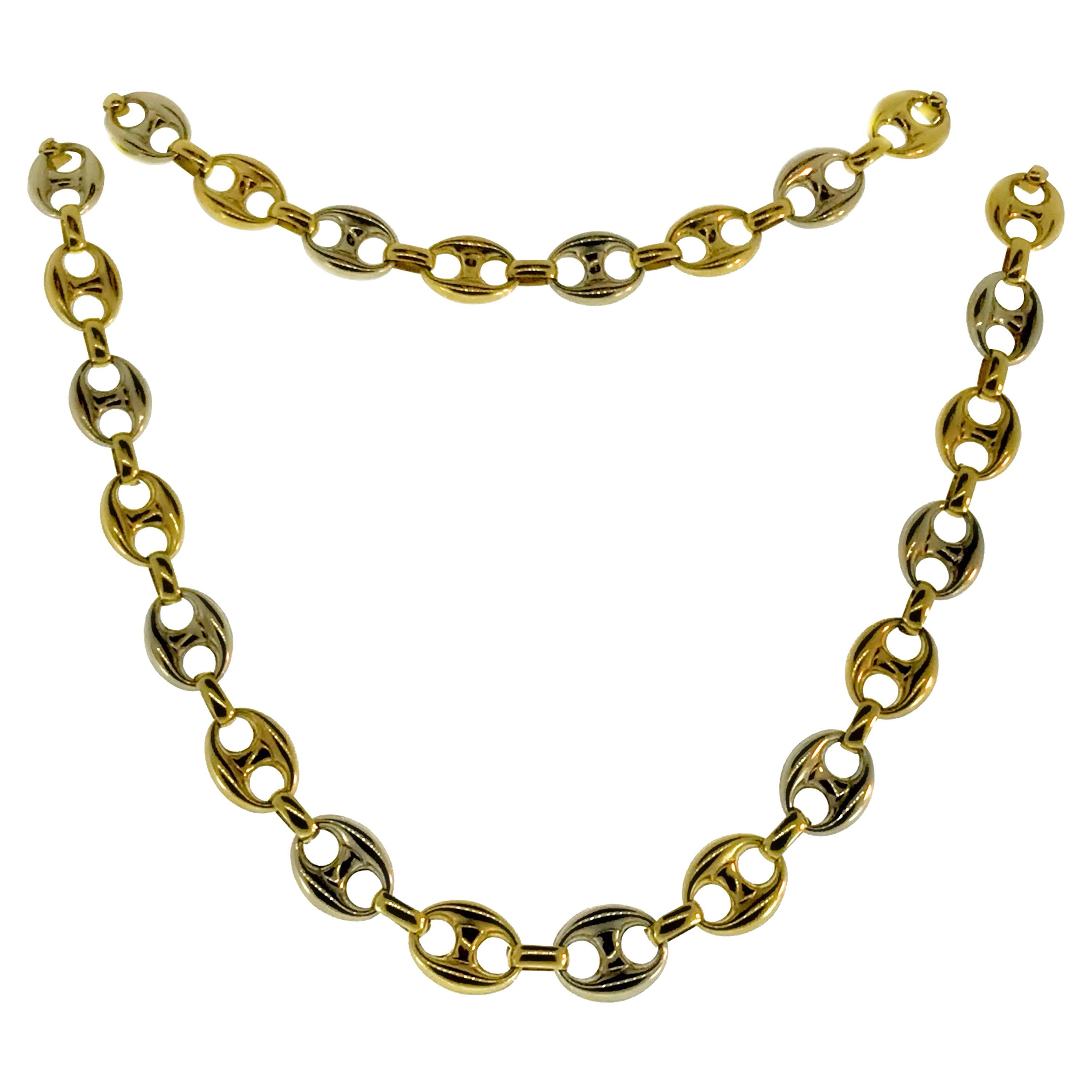 UnoAErre Two-Tone Gold Mariner Puffed Chain Necklace