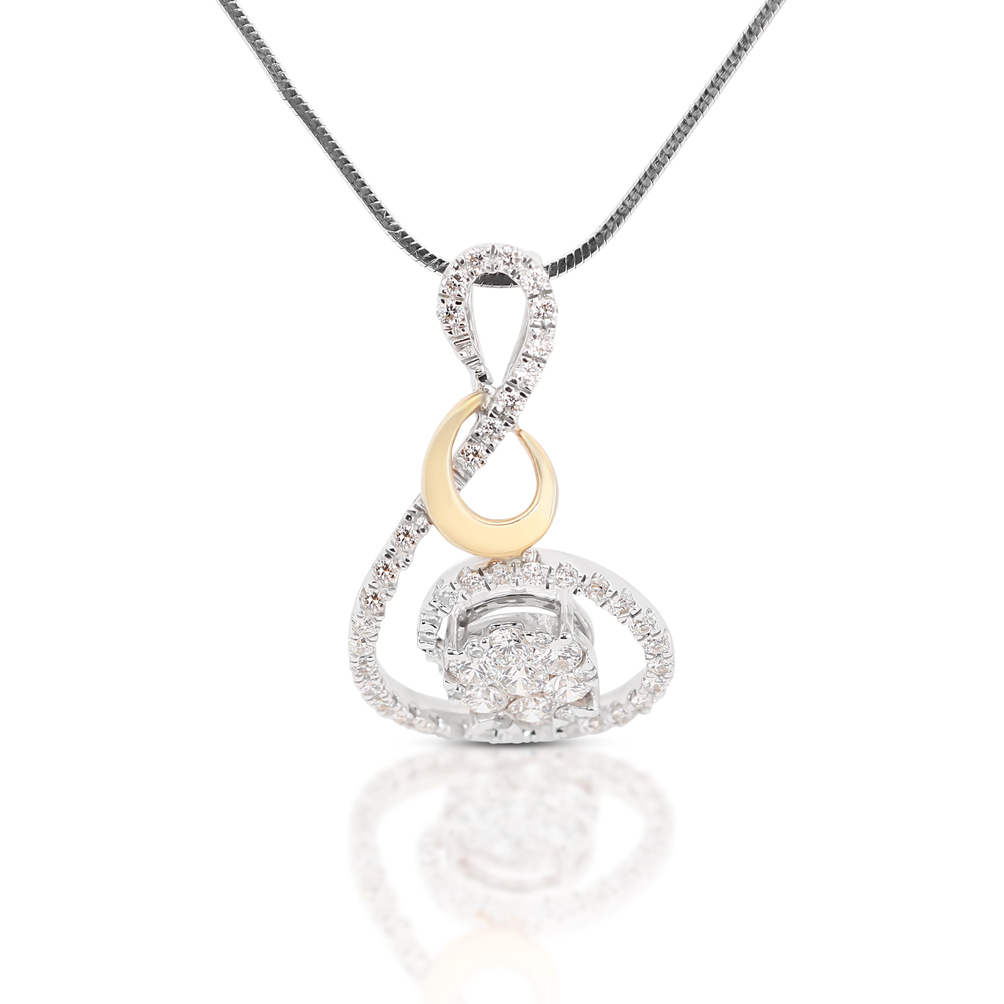 Round Cut Two-Tone Gold Necklace with Alluring Diamonds
