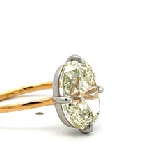 Two Tone Gold/Plat Engagement Ring with 4.68 Carat Old Miner Cut Diamond GIA