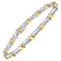 Two-Tone Gold Plated Sterling Silver 1.0 Carat Diamond X-Link Bracelet