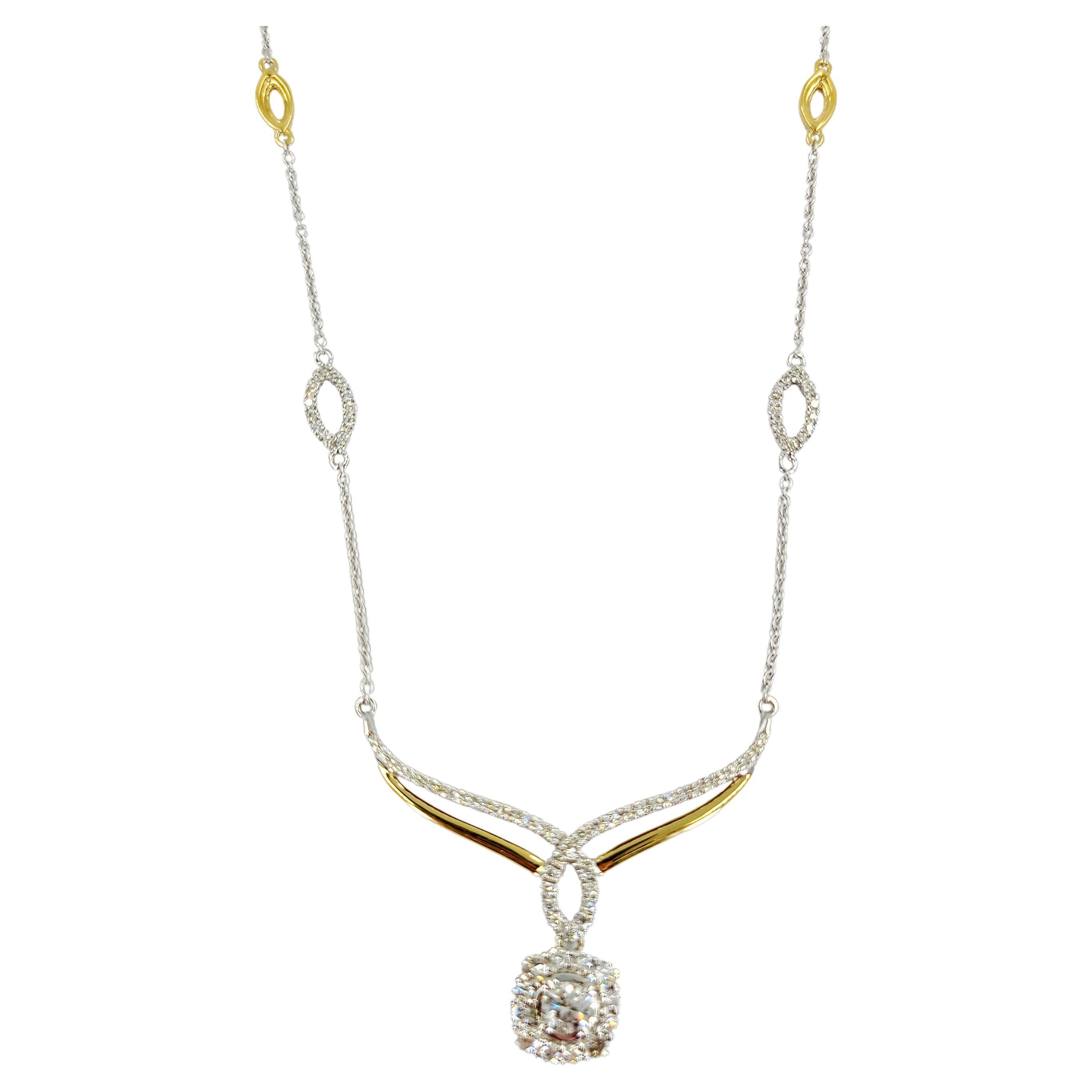 Edwardian Old Cut Diamond Double Daisy Pendant Necklace c1905 at 1stDibs