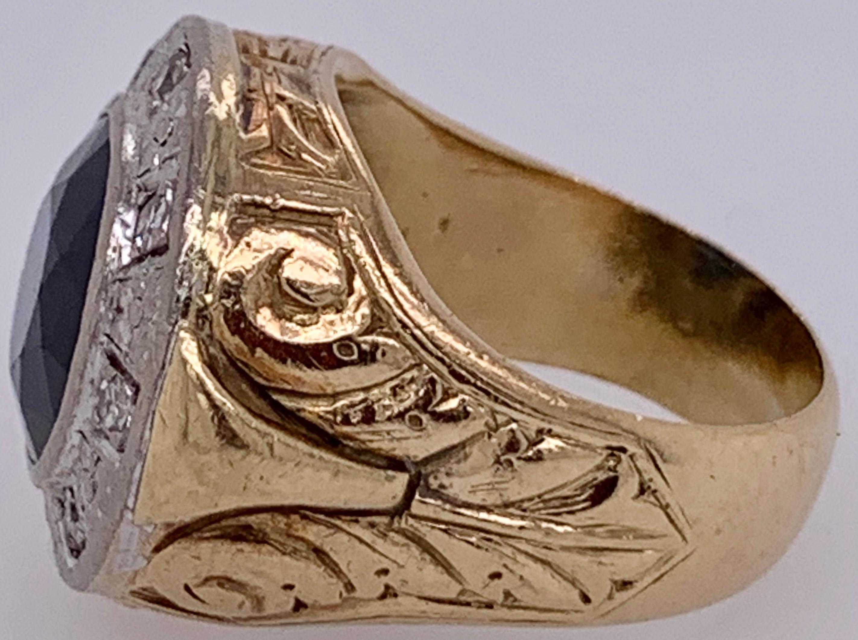 Anello in oro bicolore Diamanti affiancati da uno zaffiro in vendita 6