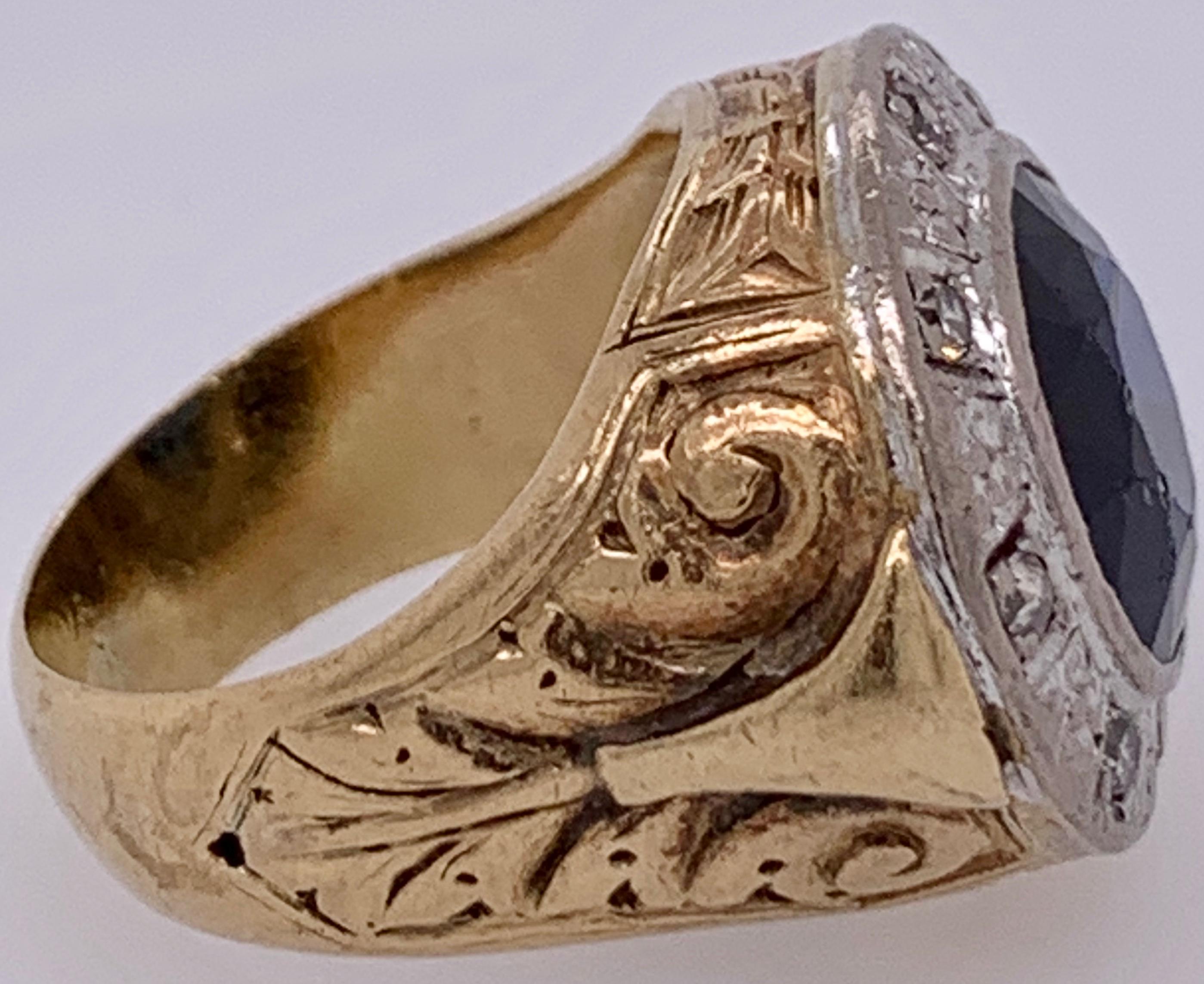 Anello in oro bicolore Diamanti affiancati da uno zaffiro in vendita 8