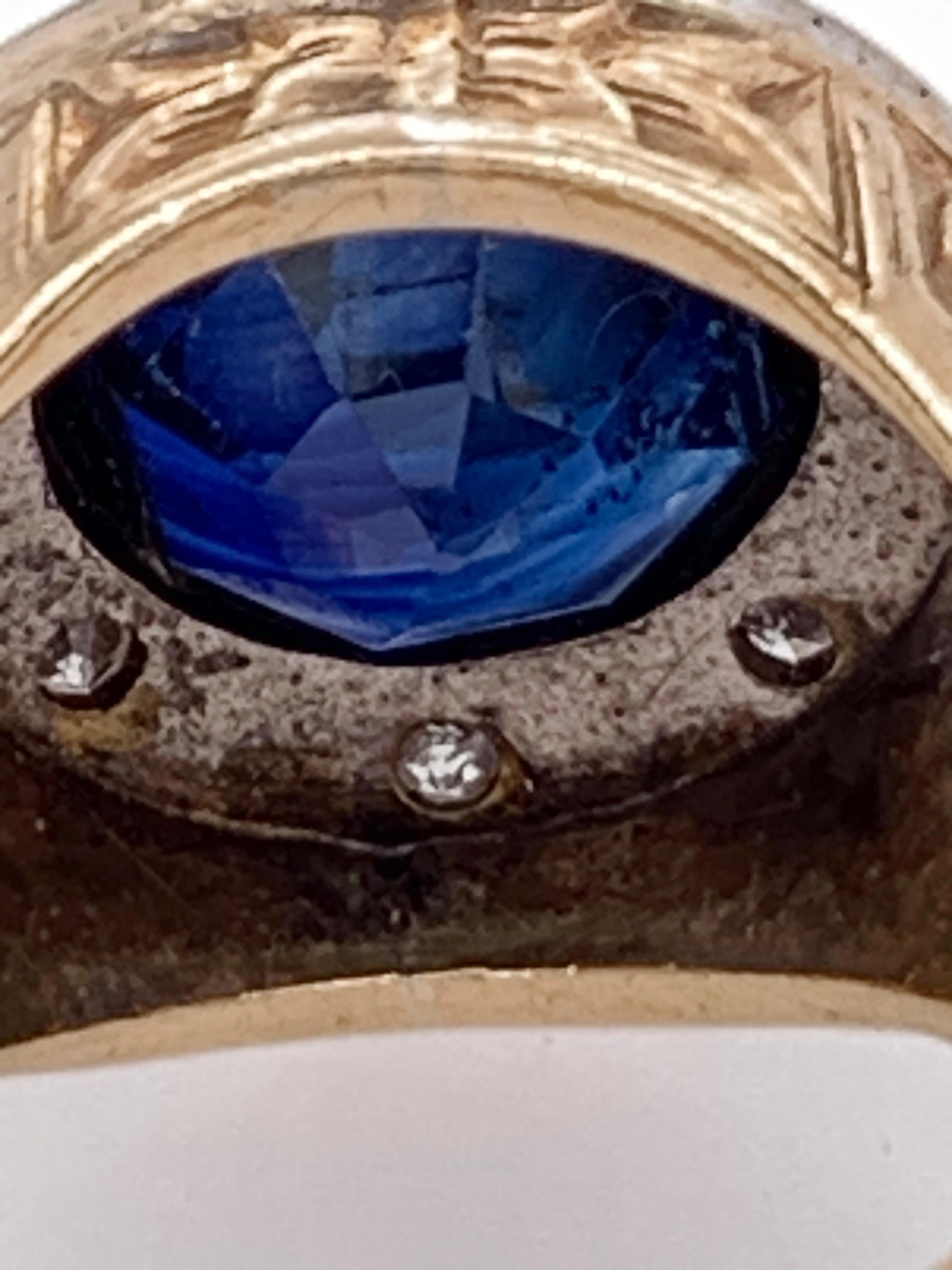 Anello in oro bicolore Diamanti affiancati da uno zaffiro in vendita 10